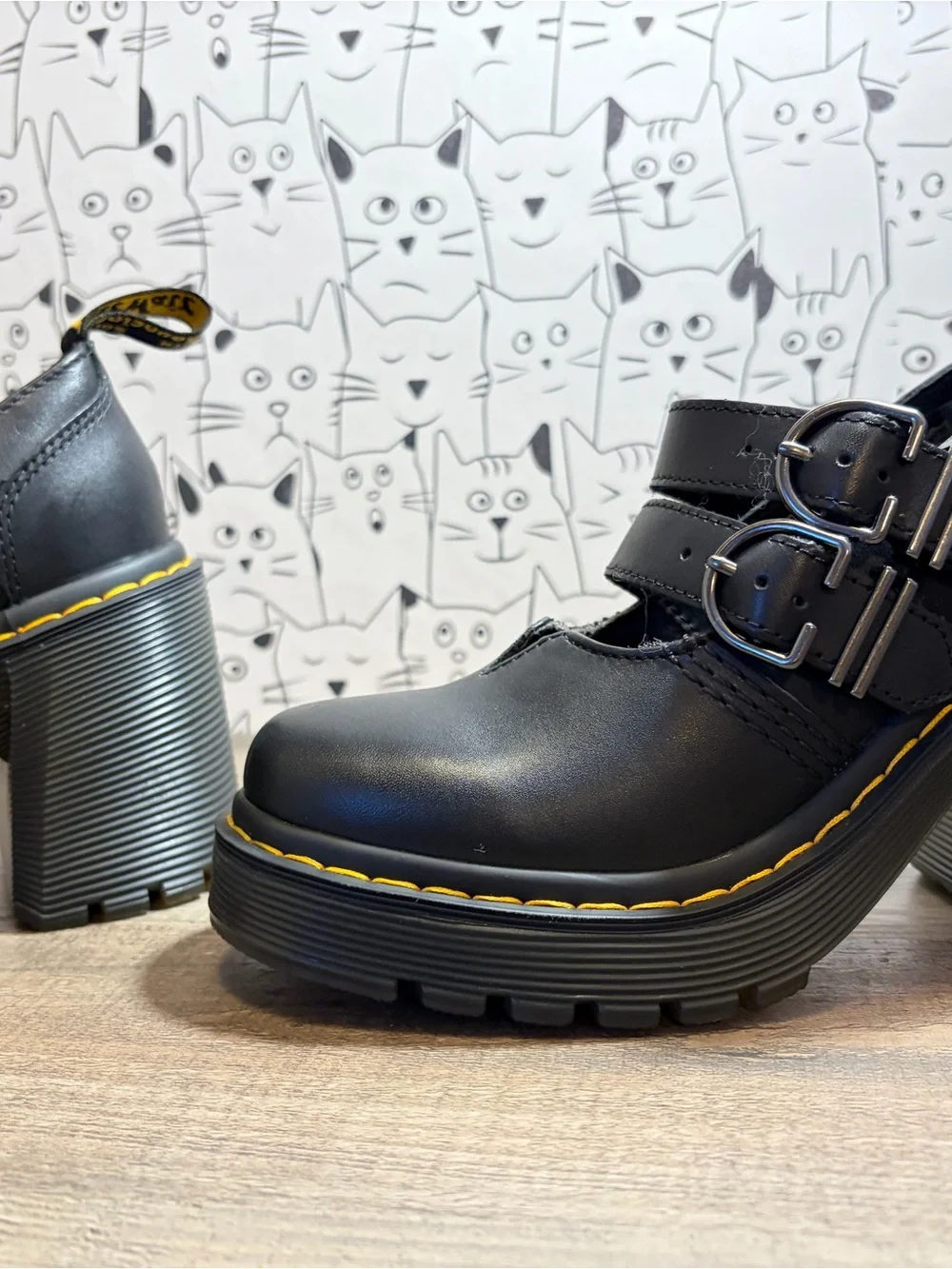 Dr. Martens Black Eviee Sendal Leather heeled shoes